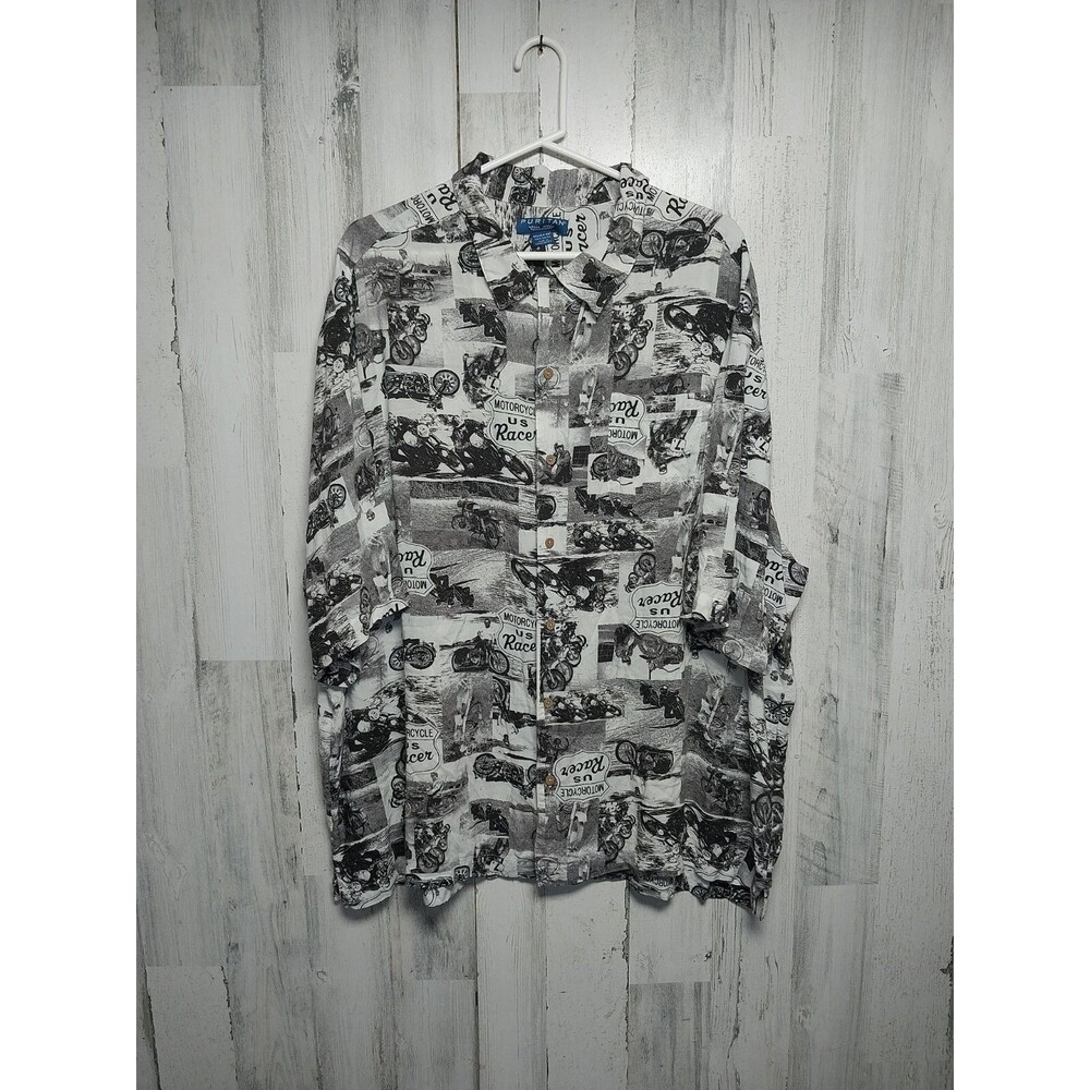 Puritan Button Up Short Sleeve Motorcycle Cafe Racer 100% Rayon 3XL